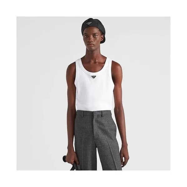 프라다 남성 화이트 나시 - Prada Mens Beige Shortless Tshirts… - 1