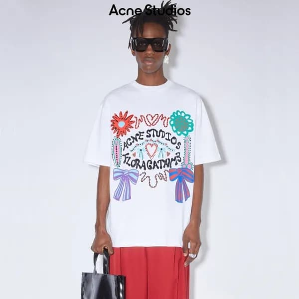 아크네 남/녀 화이트 크루넥 반팔티 - Acne Unisex White Short slee… - 1