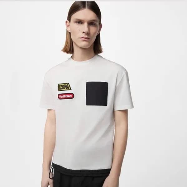 루이비통 남성 화이트 크루넥 반팔티 - Louis vuitton Mens White Sho… - 1