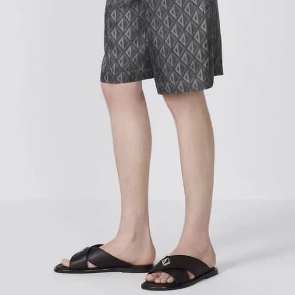 디올 남성 블랙 슬리퍼 - Dior Mens Black Slippers - di448x - 1