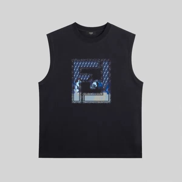 펜디 남성 블랙 크루넥 나시 - Fendi Mens Black Sleeveless Tshi… - 1