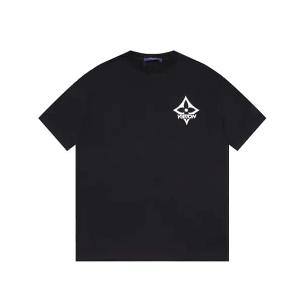 루이비통 남성 블랙 크루넥 반팔티 - Louis vuitton Mens Black Shor… - 1
