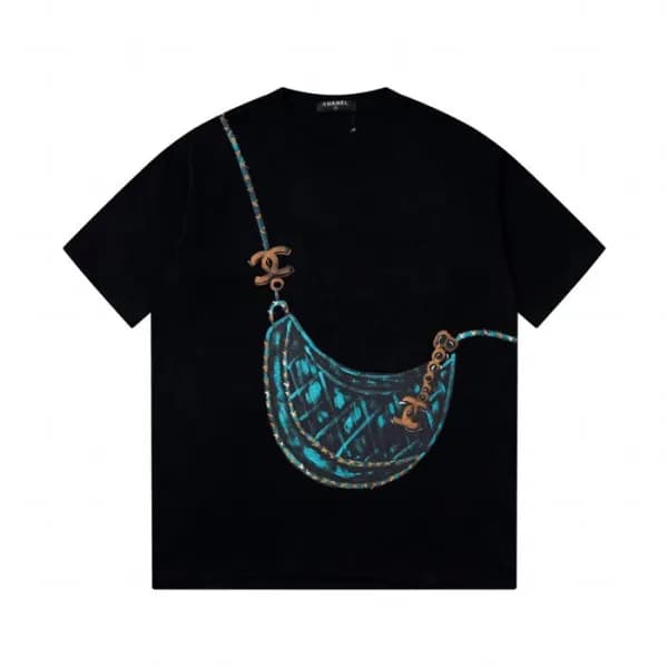 샤넬 남/녀 크루넥 블랙 반팔티 - Chanel Unisex Black Tshirts - … - 1