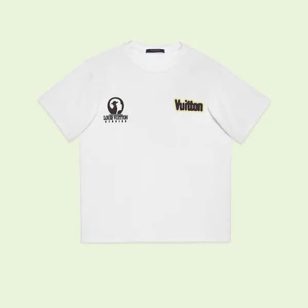루이비통 남성 크루넥 화이트 반팔티 - Louis vuitton Mens White Sho… - 1