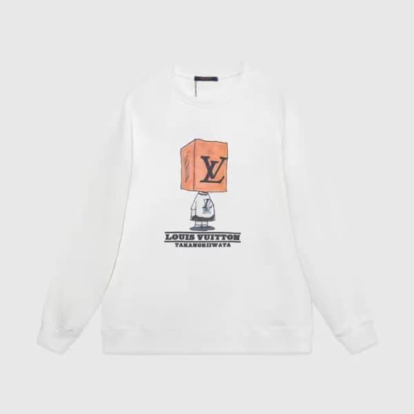 루이비통 남성 모던 화이트 맨투맨 - Louis vuitton Mens White Tshi… - 1