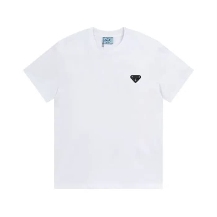 프라다 남성 크루넥 화이트 반팔티 - Prada Mens White Short sleeve… - 1
