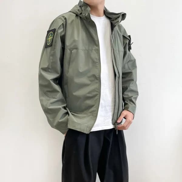 스톤아일랜드 남성 캐쥬얼 카키 자켓 - Stone Island Mens Khaki Jack… - 1