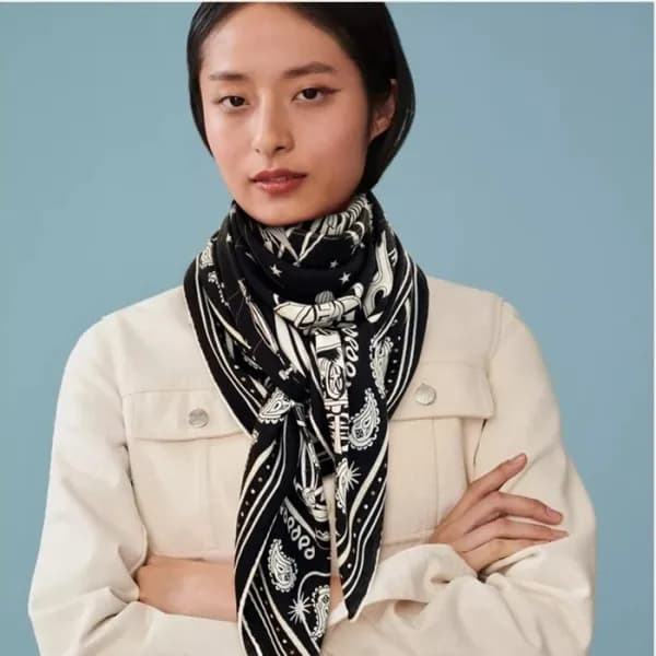 에르메스 여성 캐시 블랙 스카프 - Hermes Womens Black Scarf - he… - 1
