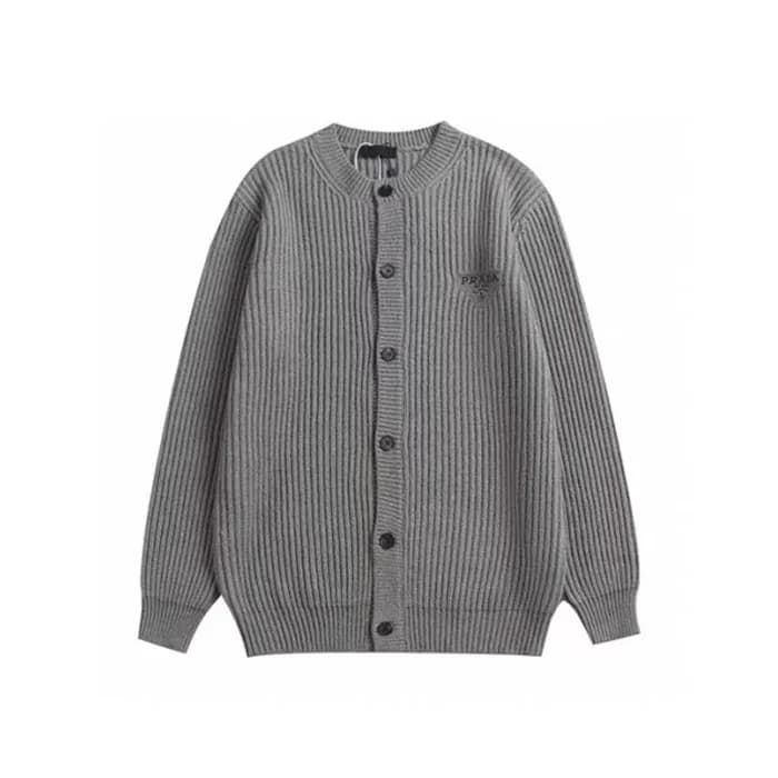 프라다 남성 그레이 브이넥 가디건 - Prada Mens Gray Cardigan - pr… - 1