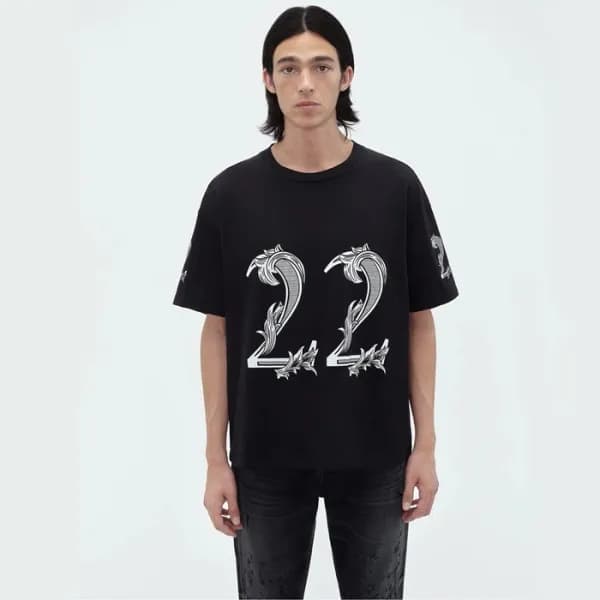 아미리 남성 블랙 반팔 티셔츠 - Amiri Mens Black Tshirts - amc8… - 1