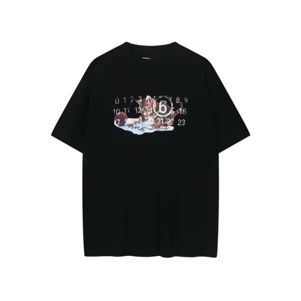 메종 마르지엘라 남/녀 블랙 반팔 티셔츠 - Maison Margiela Unisex Bl… - 1