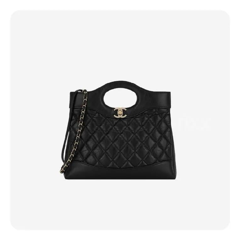 샤넬 31 미니 쇼핑백 샤이니 크럼플드 카프스킨 & 골드 메탈 블랙 - Chanel Min… - 1