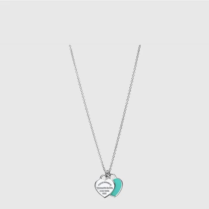 티파니 여성 더블 하트 태그 목걸이 - Tiffany Womens Double Heart Tag Necklace - acc9360x - 1