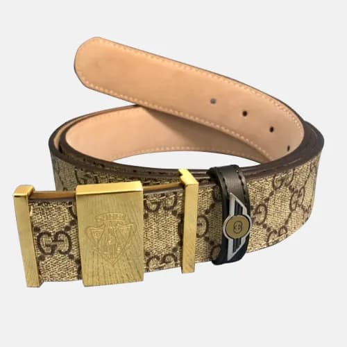 Gucci 2019 Mens Box Logo Steel Buckle Leather Belt… - 1