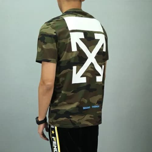 Off-white 2019 Mens Logo Crew - neck Cotton Short … - 1