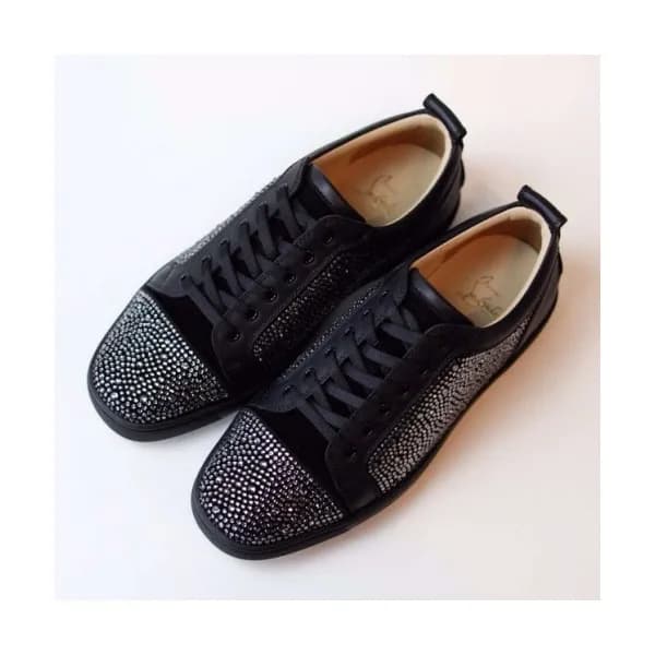 Christian Loubutin 2019 Mens Glitter Leather Sneak… - 1