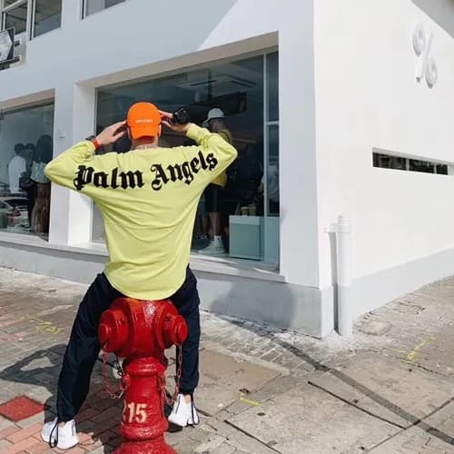 Palm Angels 2019 Mens Logo Cotton Hood Long Tshir… - 1