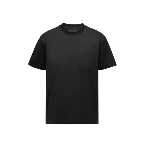 Prada Mens Basic Logo Short Sleeved Tshirts Black… - 1