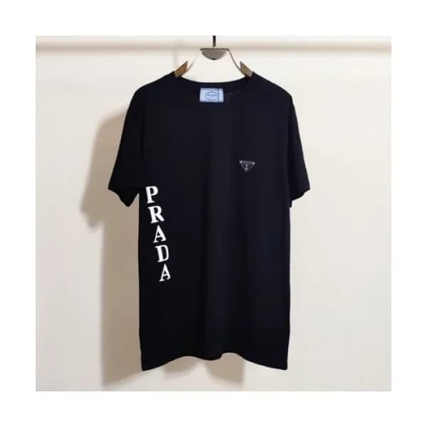 Prada Mens Basic Logo Short Sleeved Tshirts Black… - 1