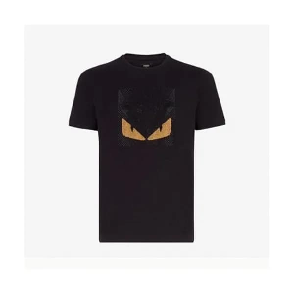 Fendi Mens Logo Casual Short Sleeved Tshirts Blac… - 1