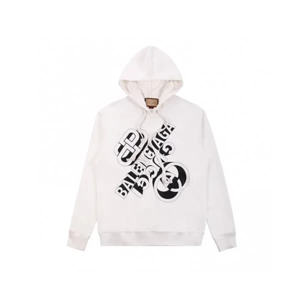 Balenciaga Mm/Wm Logo Cotton Hoodie White - 발렌시아가… - 1