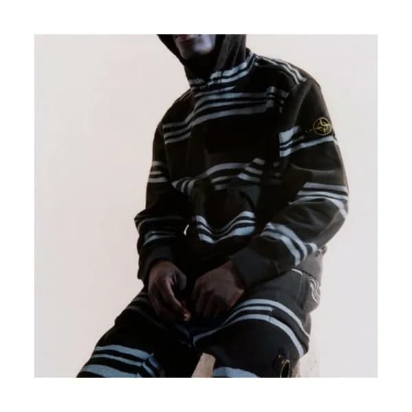 Stone Island Mens Logo Cotton Hoodie Black - 스톤아… - 1