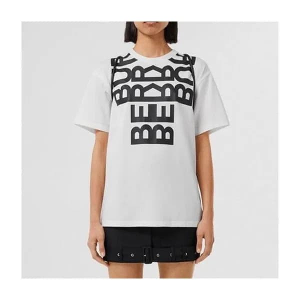 버버리 여성 크루넥 화이트 반팔티 - White Tshirts - bur4219x - 1