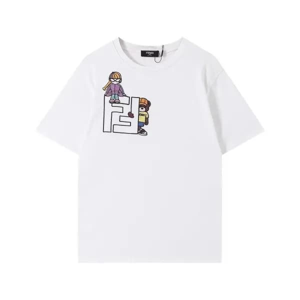 펜디 남/녀 크루넥 화이트 반팔티 - Unisex White Tshirts - fen011… - 1