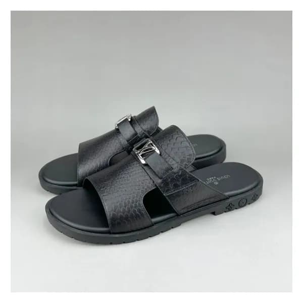 루이비통 남성 이니셜 블랙 슬리퍼 - Mens Black Slippers - lou0428… - 1