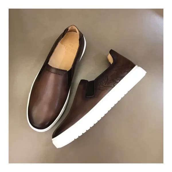 벨루티 남성 클래식 브라운 슬립온 - Mens Brown Slip-ons - ber009… - 1