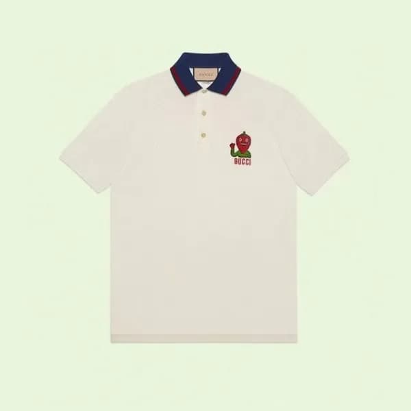 구찌 남/녀 화이트 폴로 반팔티 - Unisex White Tshirts - guc0499… - 1