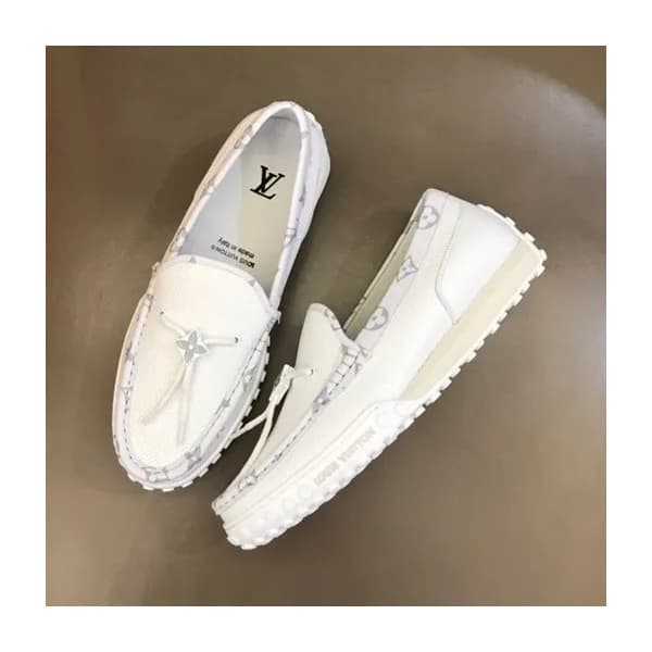 루이비통 남성 모노그램 화이트 로퍼 - Mens White Loafer - lou05095… - 1