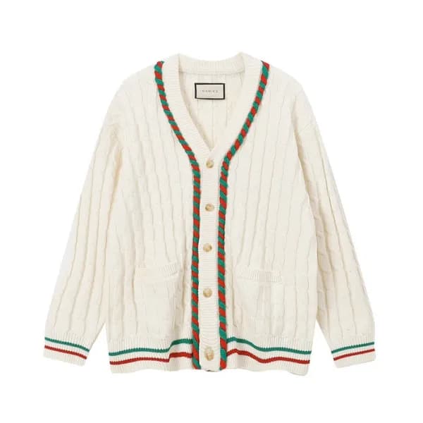 구찌 남/녀 브이넥 아이보리 가디건 - Gucci Unisex Ivory Cardigan … - 1