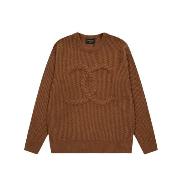 샤넬 남성 브라운 크루넥 니트 - Chanel Mens Brown Knits - ch001… - 1