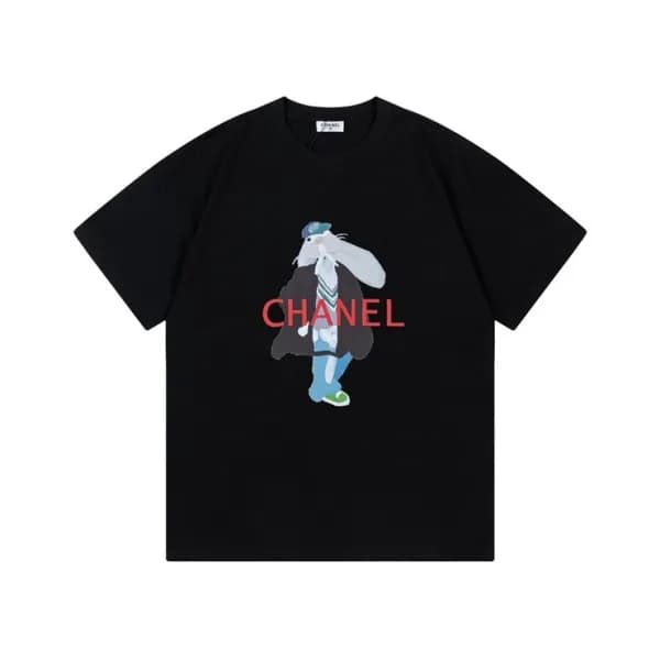 샤넬 남/녀 크루넥 블랙 반팔티 - Chanel Unisex Black Tshirts - … - 1