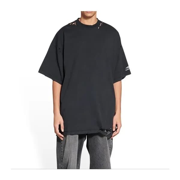 발렌시아가 남/녀 크루넥 블랙 반팔티 - Balenciaga Unisex Black Sho… - 1