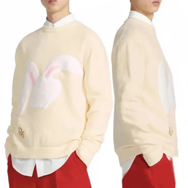 디올 남/녀 아이보리 크루넥 스웨터 - Dior Unisex Ivory Sweaters -… - 1