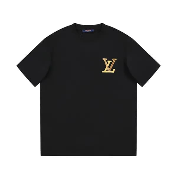 루이비통 남성 블랙 크루넥 반팔티 - Louis vuitton Mens Black Shor… - 1