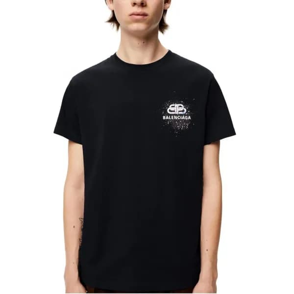발렌시아가 남성 블랙 크루넥 반팔티 - Balenciaga Mens Black Short … - 1