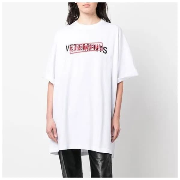 베트멍 남/녀 트렌디 화이트 반팔티 - Vetements Unisex White Tshir… - 1