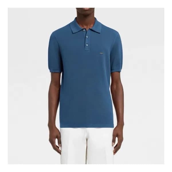 제냐 남성 블루 폴로 반팔티 - Zegna Mens Blue Short sleeved Ts… - 1