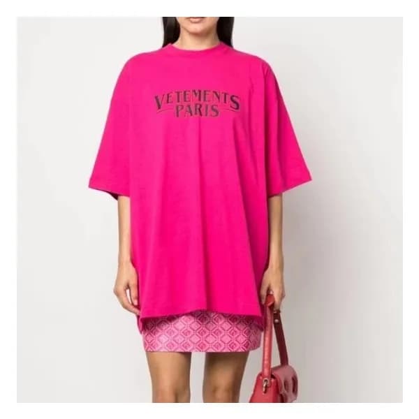 베트멍 남/녀 트렌디 핑크 반팔티 - Vetements Unisex Pink Tshirts… - 1
