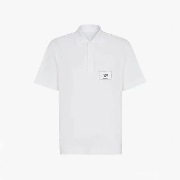 펜디 남성 화이트 폴로 반팔티 - Fendi Mens White Short sleeved … - 1