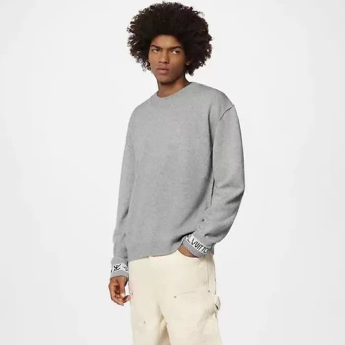 루이비통 남성 크루넥 니트 - Louis vuitton Mens Gray Knits- lv… - 1