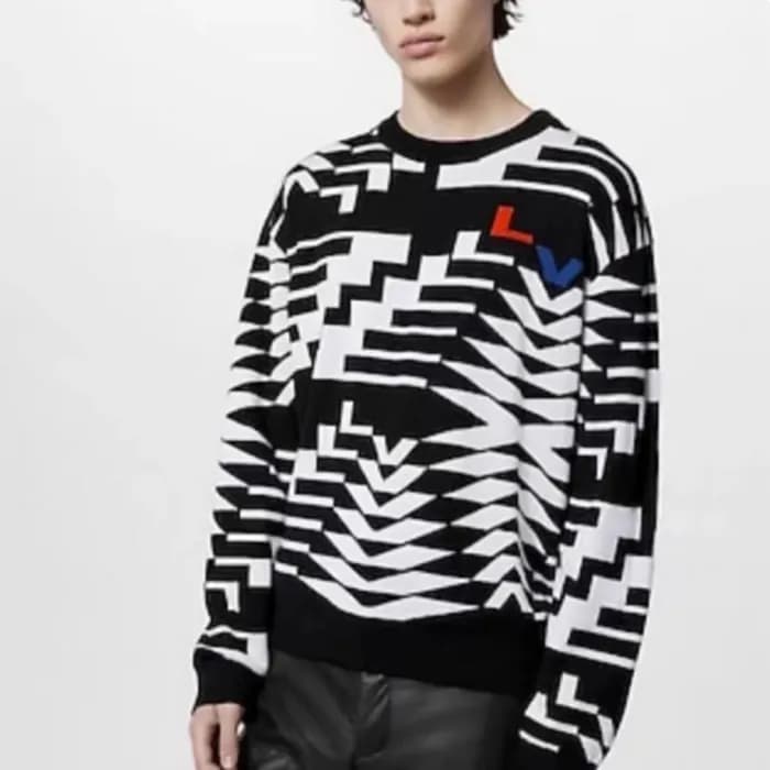 루이비통 남성 블랙 크루넥 니트 - Louis vuitton Mens Black Knits… - 1