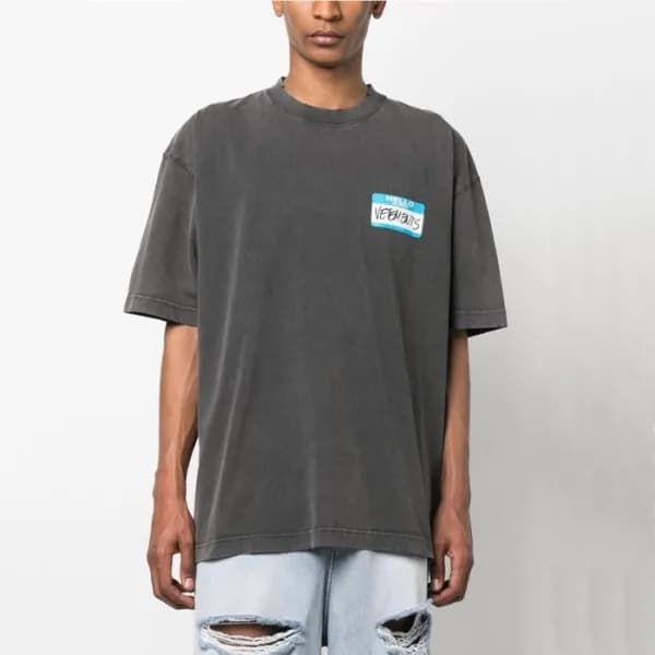 베트멍 남/녀 차콜 반팔 티셔츠 - Vetements Unisex Gray Tshirts … - 1