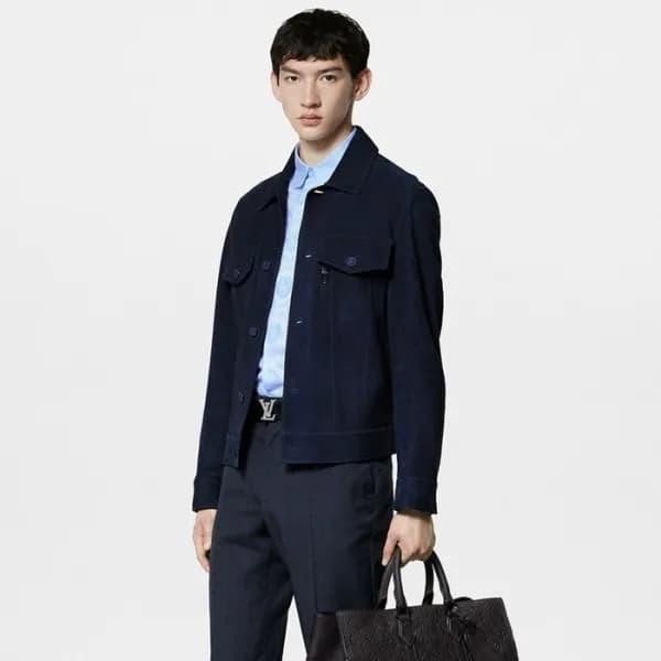 루이비통 남성 가죽 자켓 - Louis vuitton Mens Blue Jackets - … - 1