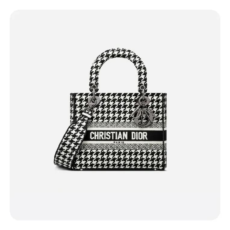 디올 여성 레이디 D-LITE 하운즈투스 미디엄 백- Dior Lady houndstoot… - 1