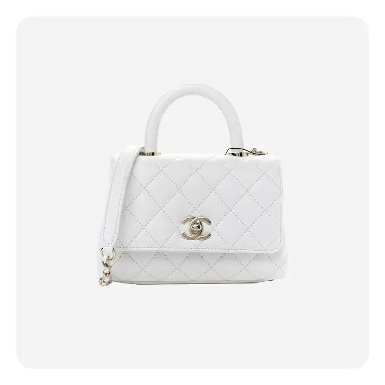 샤넬 코코핸들 미니 화이트 골드 - Chane Coco Handle Mini Bag - … - 1