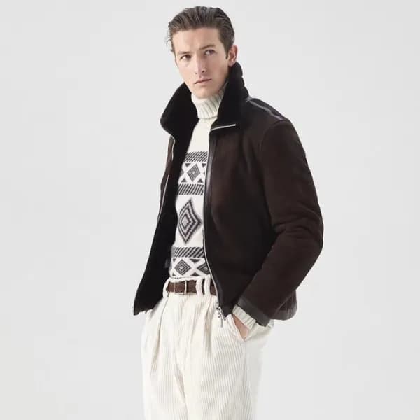 브루넬로쿠치넬리 남성 가죽 자켓 - Brunello Cucinelli Mens Leathe… - 1